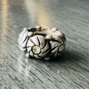 Sterling Silver 925 Thai IBB Flower and Crystal Bracelet Charm